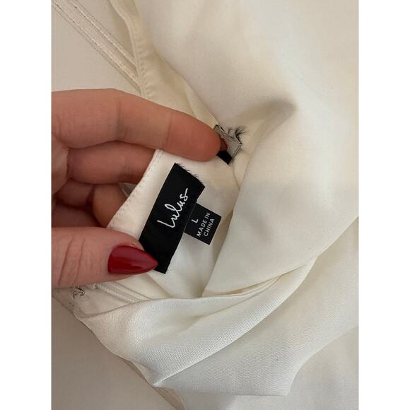 NWOT Lulus Beyond Classy White Satin Halter Midi Dress Wedding Prom Holiday Sz L - Picture 8 of 8